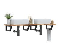 AJJHUUKI Mensola per lavabo a parete in acciaio e legno massello Acacia-Furniture, armadi e stoccaggio, unità di vanità, unità di vanità del bagno