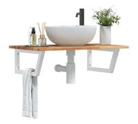 AJJHUUKI Mensola per lavabo a parete in acciaio e legno massello Acacia-Furniture, armadi e stoccaggio, unità di vanità, unità di vanità del bagno