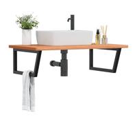 AJJHUUKI Mensola per lavabo a parete in acciaio e legno massello di faggio-arredamento, armadi e stoccaggio, unità di vanità, unità di vanità del bagno