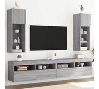 AJJHUUKI Mobili TV con luci LED 2 pz grigio Sonoma 30,5x30x90 cm-arredamento, centri di intrattenimento e supporti TV