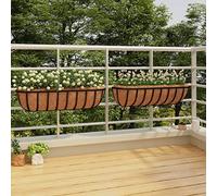 AJJHUUKI Prato e giardino-Giardinaggio-Giardino Sottovaso e vassoi - Fioriere da parete 2 pezzi con fodere in cocco nero 76x21x16 cm acciaio