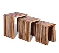 AJJHUUKI Tavoli-Accent Tavoli-End Tavoli-Nesting Table Set 3 Pezzi Teak Recuperato