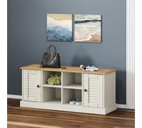 AJJHUUKI Vigo - Panchine per la casa, per riporre oggetti e ingressi, scarpiera, 106 x 35 x 45 cm, in legno di pino massiccio, colore: bianco