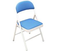 AJKNCVPEA Sedia pieghevole da interno, imbottita, ideale per il trucco, la lettura e il relax, con comodo cuscino di seduta spesso e schienale curvo in pelle sintetica(Blue)