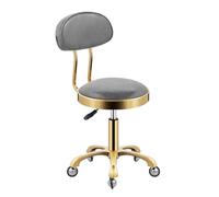 AJKNCVPEA Sgabello rotante, Massage Office Rolling Swivel Chairs Office Reception Salons Lifting Stools with Backrest PU Seat and Stainless Steel Wheels, Adjustable 44-59 cm(Gray)