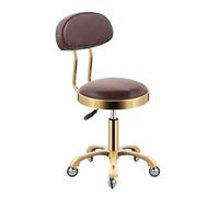 AJKNCVPEA Sgabello rotante, Massage Office Rolling Swivel Chairs Office Reception Salons Lifting Stools with Backrest PU Seat and Stainless Steel Wheels, Adjustable 44-59 cm(Bronze)