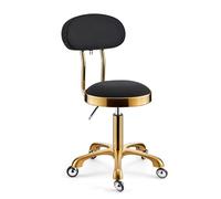 AJKNCVPEA Sgabello rotante, Massage Office Rolling Swivel Chairs Office Reception Salons Lifting Stools with Backrest PU Seat and Stainless Steel Wheels, Adjustable 44-59 cm(Black)