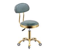 AJKNCVPEA Sgabello rotante, Massage Office Rolling Swivel Chairs Office Reception Salons Lifting Stools with Backrest PU Seat and Stainless Steel Wheels, Adjustable 44-59 cm(Blue)