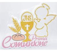 AJL Scritta POLISTIROLO Prima Comunione Rosa 35 x 25 x 5 cm. Decorazione