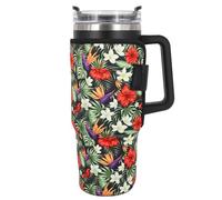 AJLTPA Custodie isolate in neoprene riutilizzabili, portabicchieri, idea per bicchieri da 1,18 l, con manico (solo maniche per tazze) (fiori tropicali)