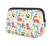 AJLTPA Trousse per cosmetici, impermeabile, in neoprene, con cerniera, da viaggio, per articoli da toeletta e trucchi, per donne e ragazze, Dinosauro cartone animato., Animale