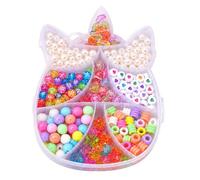 AJNZAU 1 Kit Perline Per Braccialetti Con 400 Perline, 400 Perline Acriliche Per Creare Braccialetti Dell'Amicizia E Gioielli, Ideale Per Bambini Dai 6 Anni, Regalo Creativo Fai Da Te, Tema Unicorno