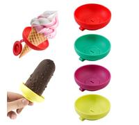 AJNZAU 4 Pezzi Stampini Per Gelato, Resistente Alle Macchie Facile Da Pulire, Supporto Gelato In Silicone Anti-Goccia Per Cono E Ghiacciolo (Rosso, Giallo, Verde, Viola)