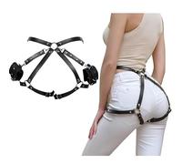 AJOHBM Giarrettiere Coscia con Cintura in Pelle y per Donna + Cintura in PU Punk Gotico Accessorio Abbigliamento - Y3D14ZX6