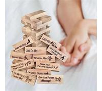 AJOHBM Gioco di Costruzione a Impilamento 48 Blocchi in Legno per Coppie, Set Portatile per Camera, Momento per Due 1104