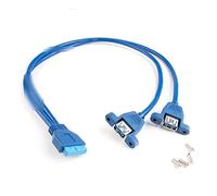 AJOHBM PC Caso di Computer Interno 19pin da Femmina a 2 Porte Dual USB 3.0 Digitare Un Cavo Blu a margine di Blocco a Vite Femmina Blu 25 cm/50 cm (Size : 30cm)