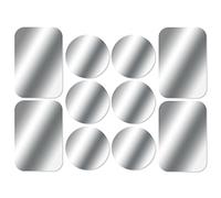 AJOXEL 10 Pezzi Placche Metalliche Adesive per Cellulare, 10 Piastrine Metalliche (4 Rettangolari e 6 Tonde) per Supporto Magnetico Auto/Porta Telefono da Auto con Calamita - Argento