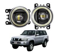 AJQBRMB Luci Antinebbia 12V 40W HA CONDOTTO Luce Nebbia Montaggio Angelo Occhio DRL Lampada Marcia Diurna Per Nissan Per Safari Per Pattuglia Y61 Per Facelift 2005-2009 Fari Fendinebbia(C Dual Color)