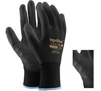AJS LTD®, Guanti da lavoro in nylon rivestito in poliuretano, per Giardinaggio, edilizia, meccanica, nero, 24 paia, nero, .