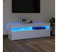 AJSEOYBS Lowboard - Credenza per TV con luci a LED, colore bianco lucido, 120 x 35 x 40 cm, adatta per camera da letto, soggiorno, ricevimenti, salotti, sale conferenze