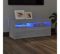 AJSEOYBS Lowboard - Credenza per TV con luci a LED, colore grigio, Sonoma 90 x 35 x 40 cm, adatta per camera da letto, soggiorno, ricevimenti, salotti, sale conferenze