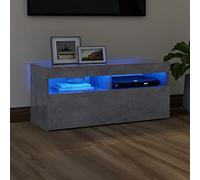 AJSEOYBS Lowboard - Credenza per TV con luci a LED, grigio cemento, 90 x 35 x 40 cm, adatta per camera da letto, soggiorno, sala ricevimenti, salotti, sale conferenze