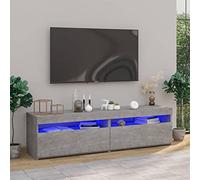 AJSEOYBS Mobile Mobile per TV, 2 pezzi, con luci a LED, grigio cemento, 75 x 35 x 40 cm, adatto per camera da letto, soggiorno, salotti, sale conferenze
