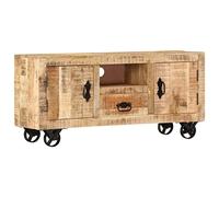 AJSEOYBS Mobile per TV, in legno di mango grezzo, 110 x 30 x 50 cm, adatto per studio, soggiorno, camera da letto e sale ricevimenti