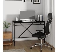 AJSEOYBS Piccola scrivania per computer, tavolino nero, 100 x 50 x 75 cm, materiale in legno e ferro, adatto per soggiorno, camera da letto, ufficio, sala riunioni