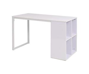 AJSEOYBS Scrivania piccola, scrivania con scaffale, 120 x 60 x 75 cm, colore bianco, adatta per soggiorno, camera da letto, ufficio, sala riunioni, studio