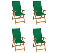 AJSEOYBS Set di 4 sedie da giardino da giardino, con cuscino verde, in legno massiccio, adatte per soggiorno, camera da letto, giardino, balcone, terrazza, cucina, per esterni