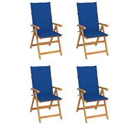AJSEOYBS Set di mobili da giardino, 4 sedie da giardino, con cuscino blu, in legno massiccio, adatto per soggiorno, camera da letto, giardino, balcone, terrazza, cucina, per esterni