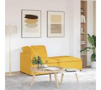 AJSEOYBS Sofà Componibile con Poggiapiedi e Cuscini Giallo Chiaro, Tessuto Velluto a Coste, Struttura in Metallo Stabile, Design Elegante per Soggiorno, Seduta Morbida e Resistente,