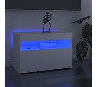 AJSEOYBS Tavola bassa per TV con luci a LED, 2 pezzi, bianco, 60 x 35 x 40 cm, adatta per camera da letto, soggiorno, sala ricevimenti, salotti, sale conferenze