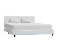 AJSEOYBS Telaio per letto, letto a piattaforma, in ecopelle bianca, 140 x 200 cm, silenzioso, adatto per camera da letto, facile da installare