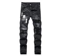 AJTREDYTSLKE Jeans da Lavoro da Uomo Comfort Stretch Denim Gamba Dritta Jeans Relaxed Fit da Uomo,Nero,32