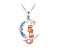 AJTUTUS Collana con ciondolo a forma di cuore e luna, con simbolo dell'albero della vita, catena regolabile, gioielli perfetti per la festa della mamma, compleanno, collana regolabile per unità