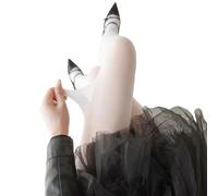 AJTUTUS Collant a vita alta, calze autoreggenti per cosplay, calze sottili velate da donna, bianco, Taglia unica