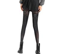 AJTUTUS Collant alla moda scintillante di disegno della lettera Collant di Nylon Traspirante Comfort Wear Calzetteria per le donne, Scheletro, Taglia unica