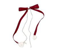 AJTUTUS Graziosa clip per capelli da ragazza, nastro lungo, pompon, mazzi, strass, stile balleccore