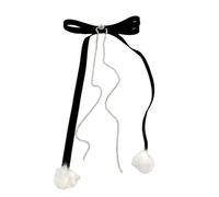 AJTUTUS Graziosa clip per capelli da ragazza, nastro lungo, pompon, mazzi, strass, stile balleccore