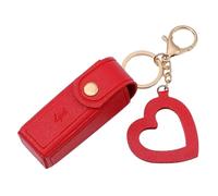 AJTUTUS Porta-rossetto in pelle con ciondolo a forma di cuore per le donne custodia portatile lucidalabbra per zaino da viaggio, Rosso, As detailed discription