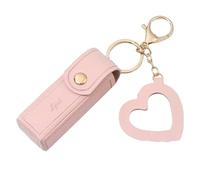 AJTUTUS Porta-rossetto in pelle con ciondolo a forma di cuore per le donne custodia portatile lucidalabbra per zaino da viaggio, rosa, As detailed discription