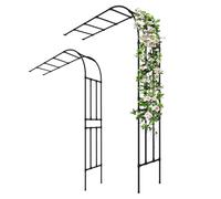 AJTXCSFOQL Arco per Rose, Archetto da Giardino, 270 220 180 60 90 120 150 240 cm Semiarco Traliccio per Rampicanti, Supporto in Acciaio, Resistente alle Intemperie Archi(Nero,WxH 150x240cm)