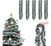 Ajuanbazha Ghirlanda Natalizia per Albero 10m, Festoni Natalizi Verde, Ghirlande Natalizie per Scale e Camino, Ghirlanda di Orpelli per Decorazioni Natalizie Interni ed Esterni (2M)