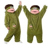 Ajuanbazha Tuta Intera Mostro con Grande Bocca - Costume Peluche Uomo Donna Divertente per Carnevale Halloween Festa, Pigiama Morbido in Pile Antifreddo