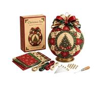 AJUNJIIL DIY Christmas Quilted Ornament Kit Santa Claus Patchwork Ornament | Handmade Sewing Craft Kit，Choose From 6 Designs， Holiday Decorations(Christmas Tree)
