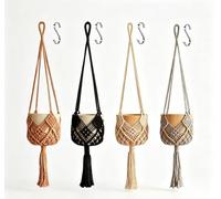 AJUNJIIL Hand-Woven Plant Pot Net Bag,Cotton Rope Hanging Plant Basket