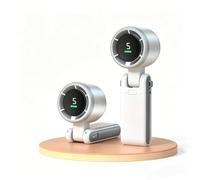 AJUNJIIL Handheld Turbo Portable Fan, Mini, Pocket, Folding, Charging/battery, 5-speed Speed Regulation, LED Display, Travel/outdoor On Neck(White)