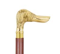 Ajuny Bastone da Passeggio in Legno con Manico in Ottone a Forma di Cane, Smontabile, Finitura Dorata, 91 cm (36”), per Uomo Donna, Accessorio Elegante e Regalo